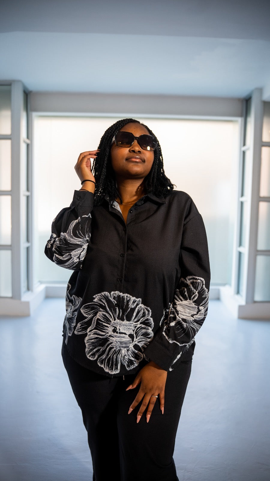 Black and white flower design