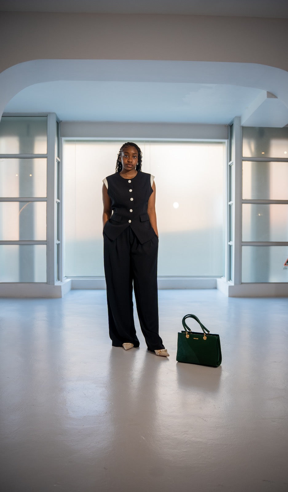 Black and white detail suit