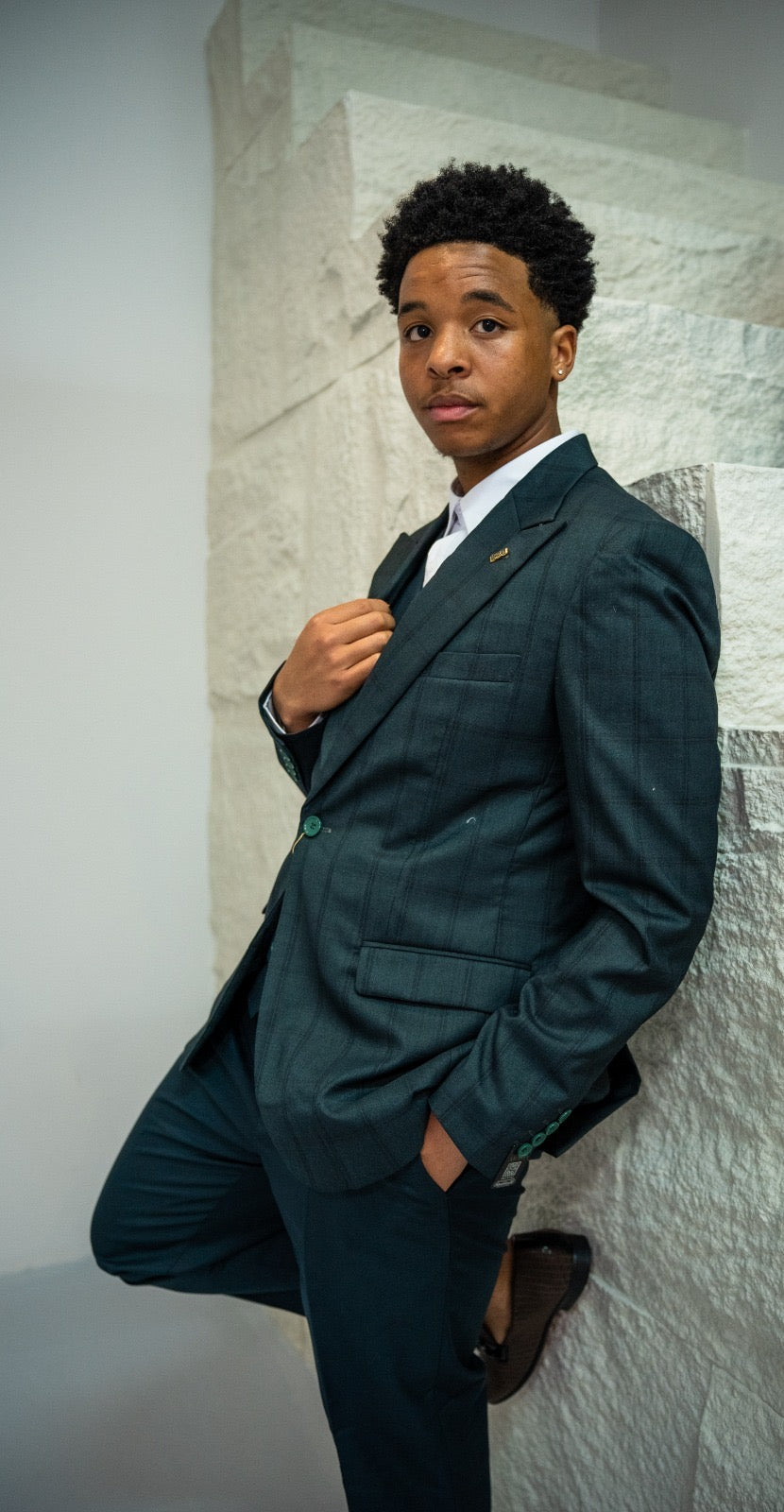 Checked emerald green suit