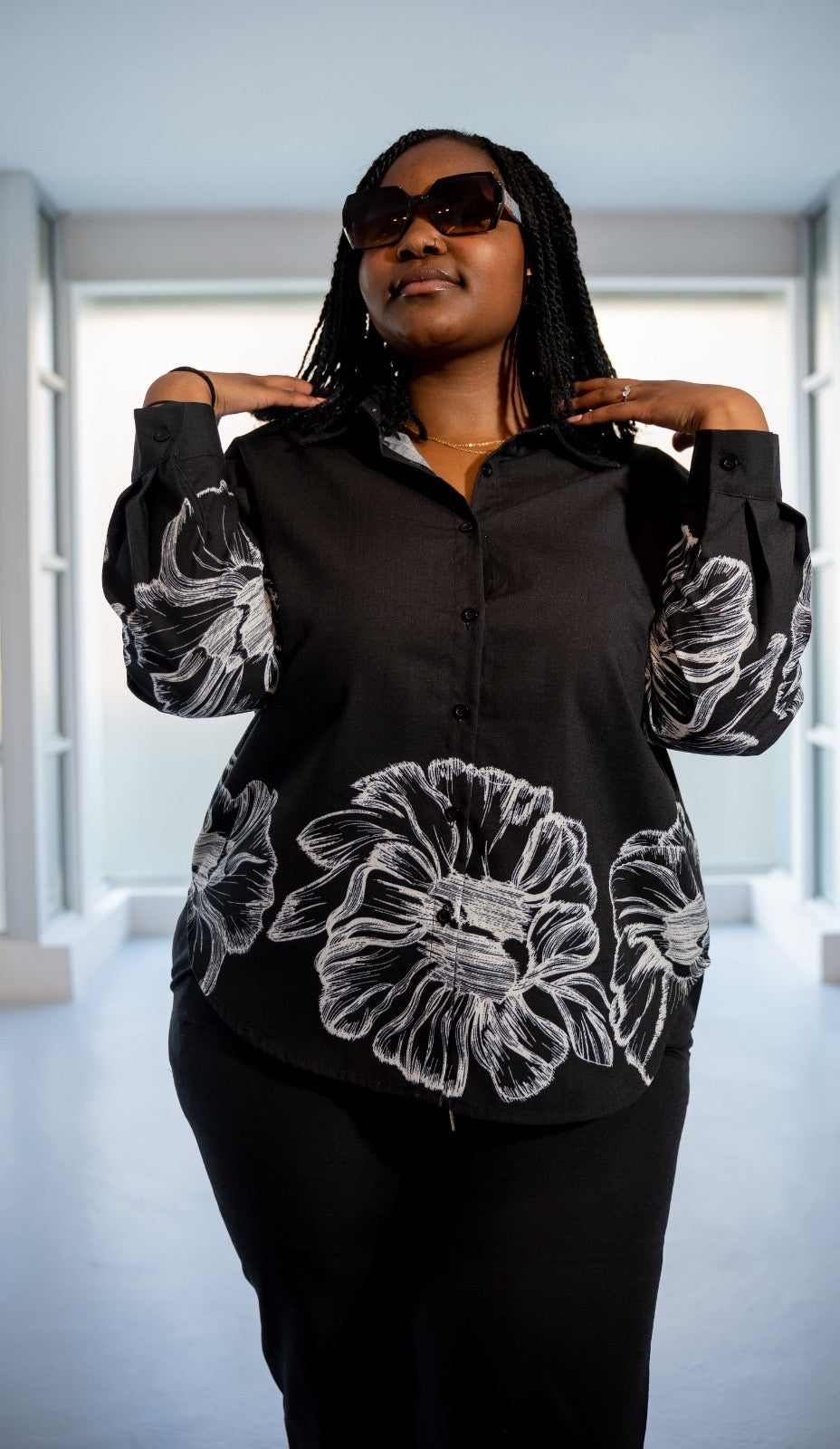 Black and white flower design