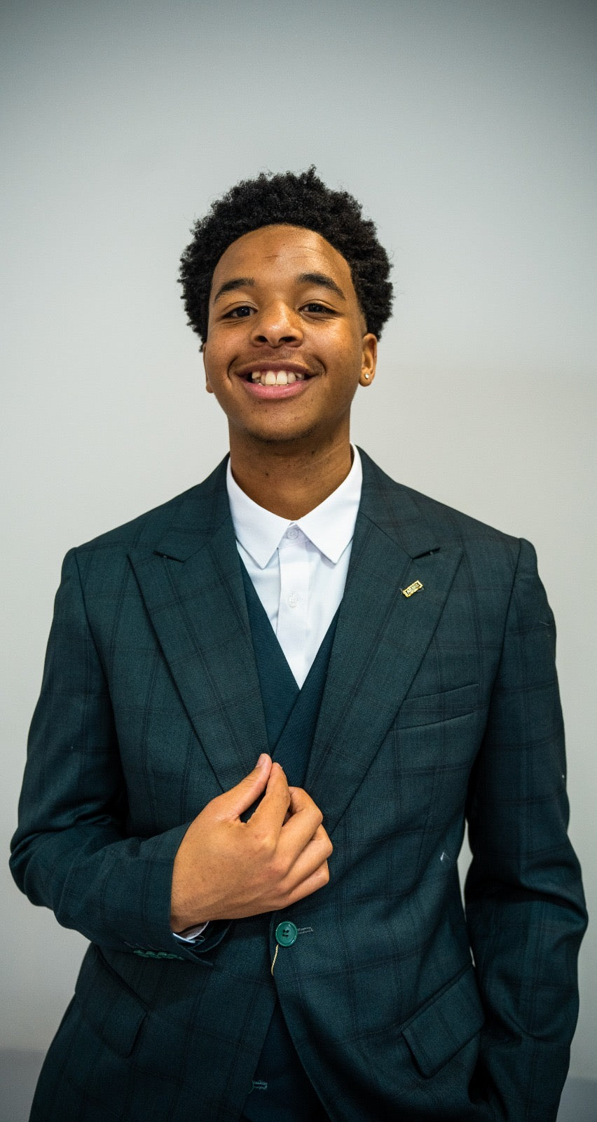 Checked emerald green suit