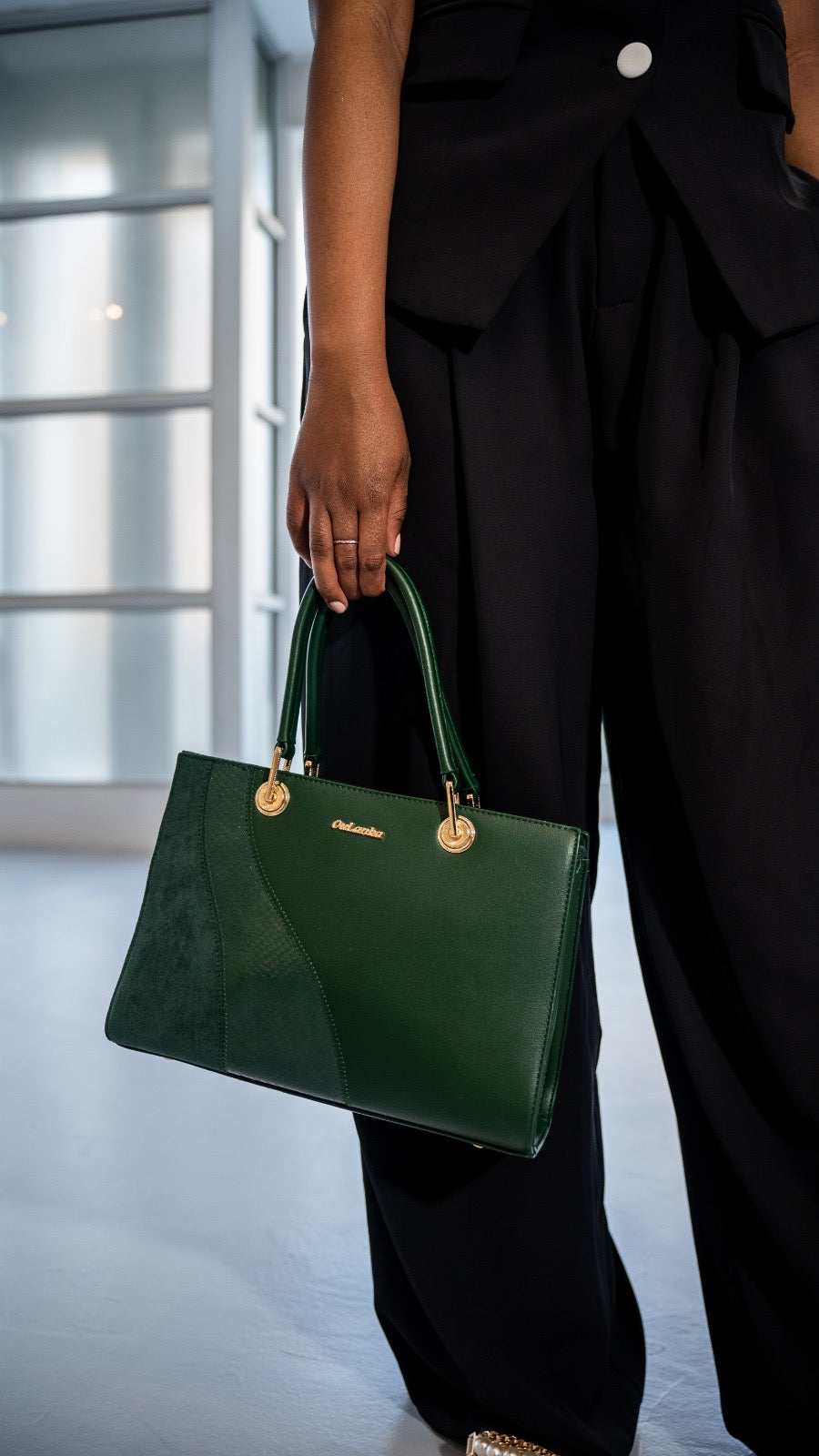 Emerald green handbag