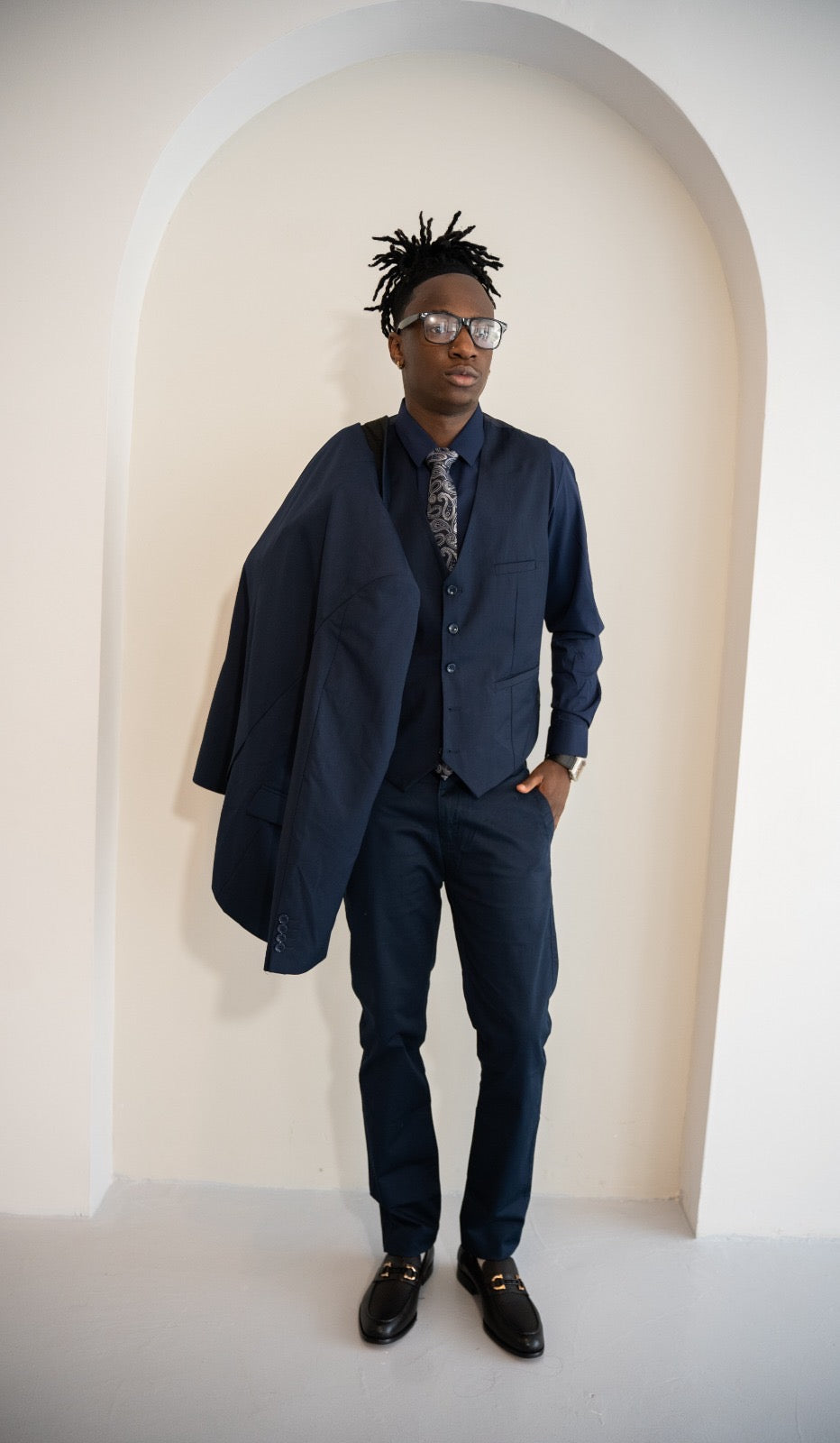 3 piece navy blue suit