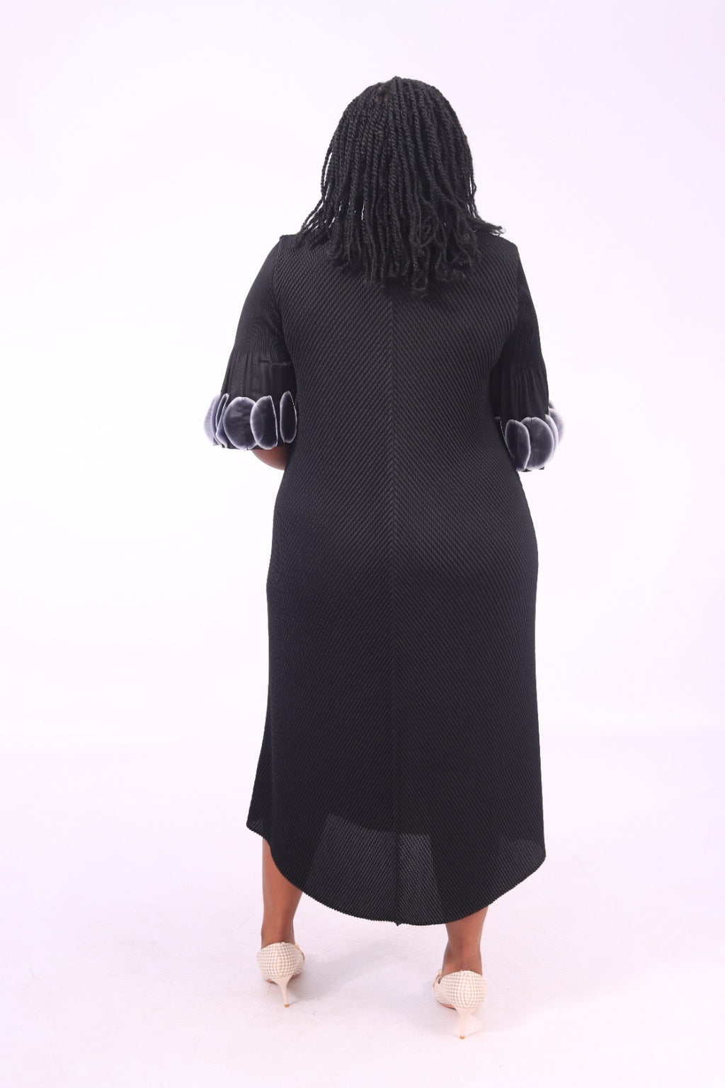 Bubble crepe black dress