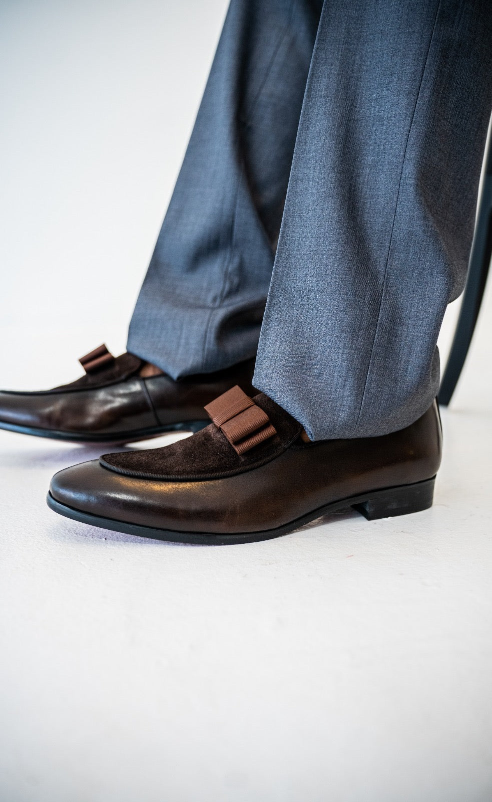 Brown suede and leather