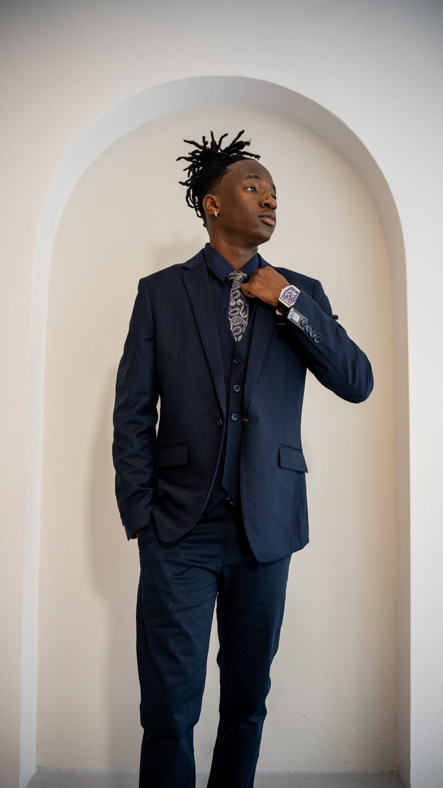 3 piece navy blue suit