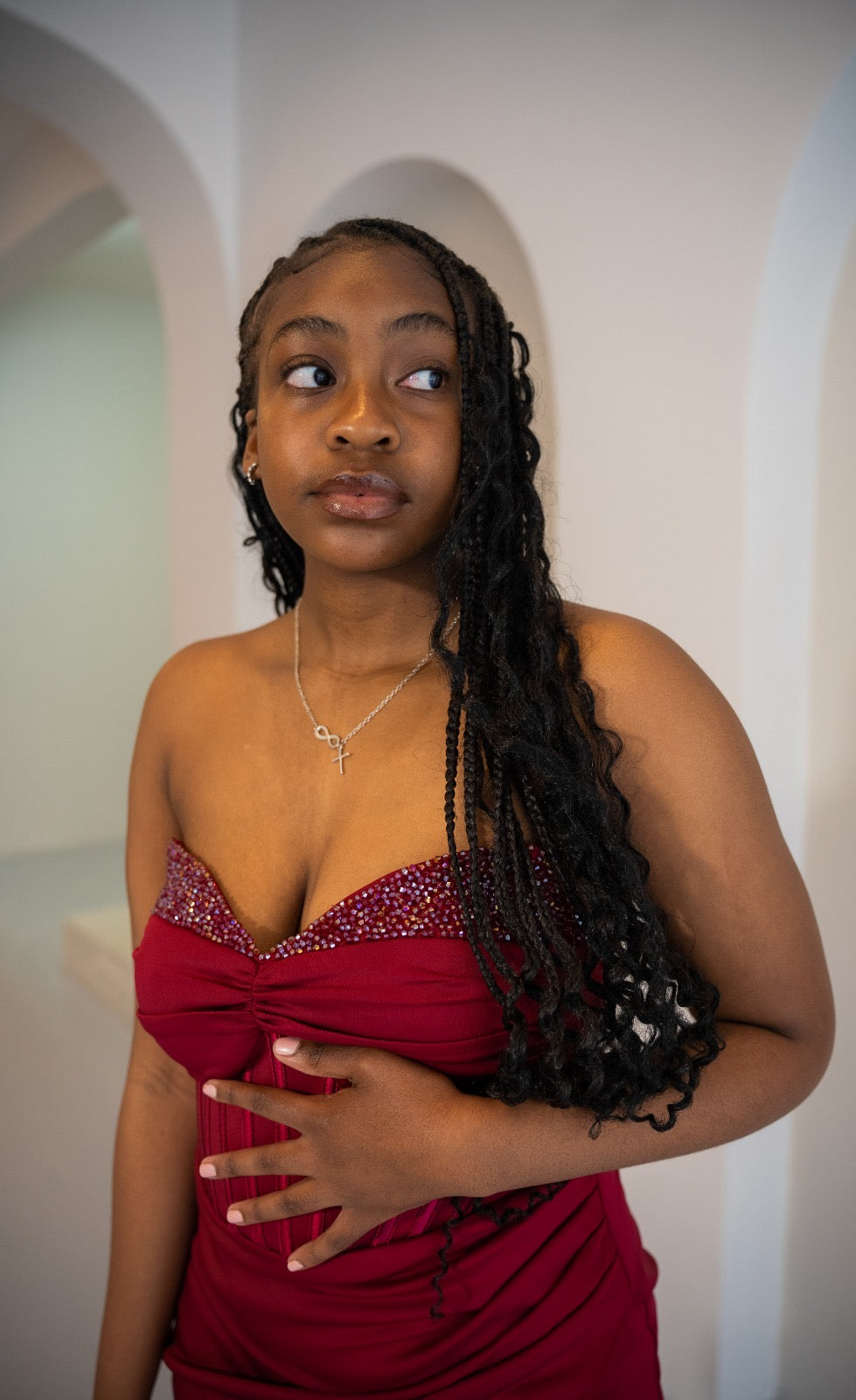 Burgundy corset dress