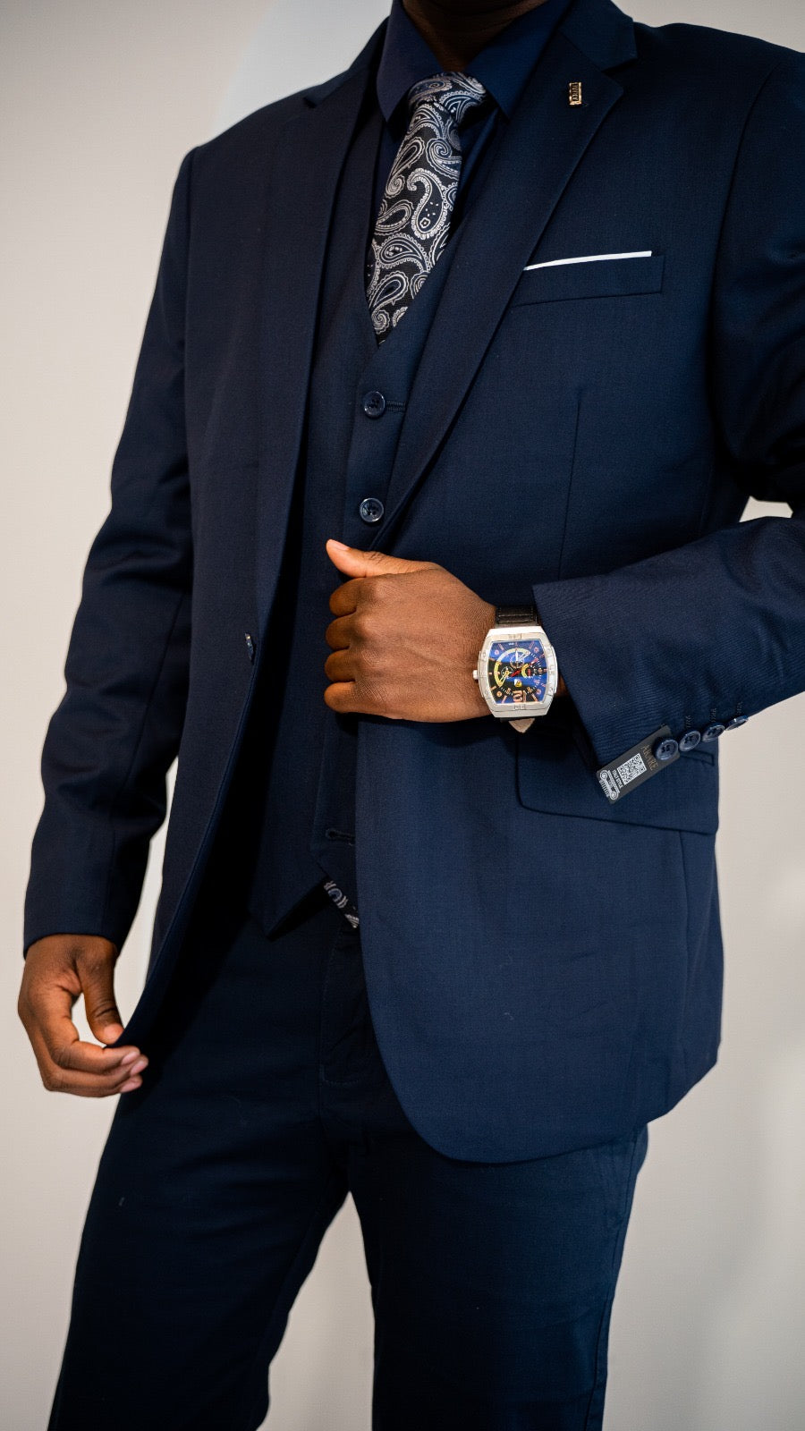 3 piece navy blue suit