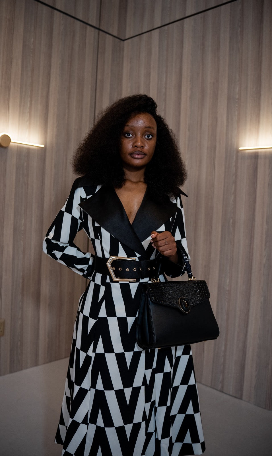 Black and white blazer dress