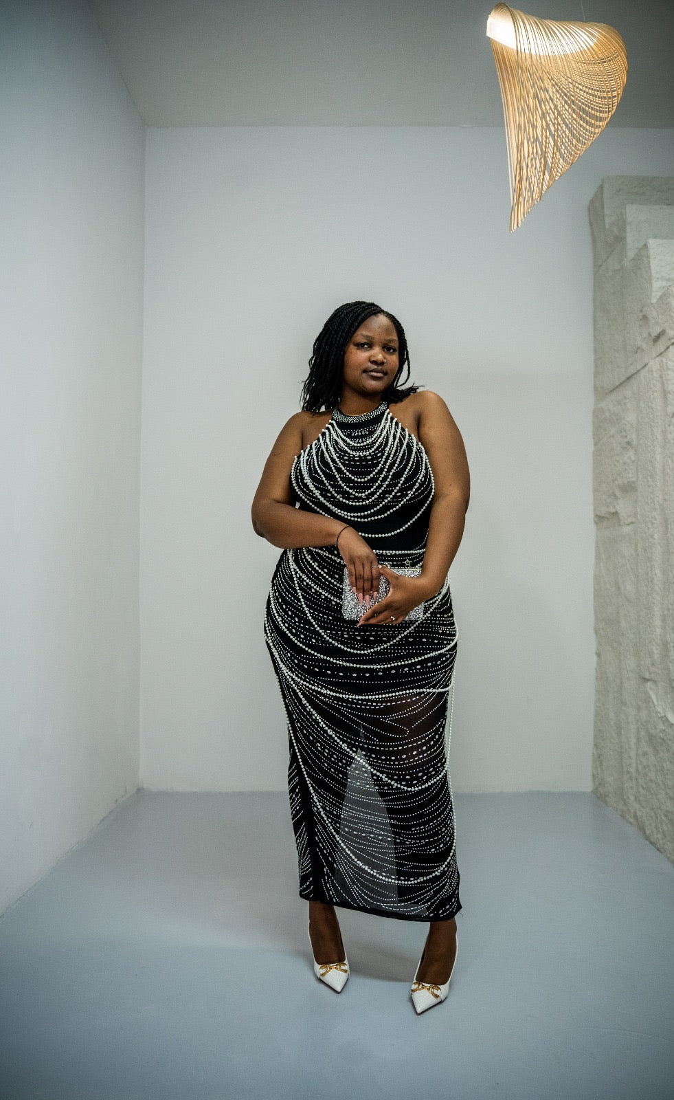 Halter Black and Pearls dress