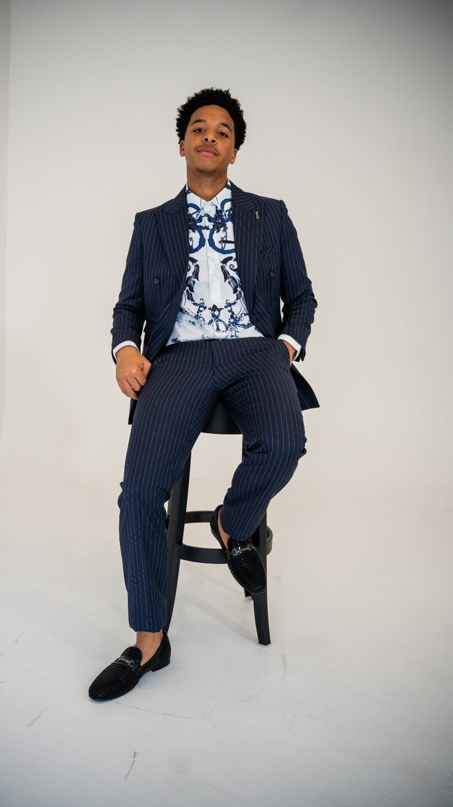 White and blue shirt