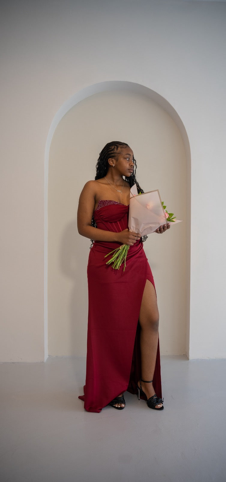 Burgundy corset dress