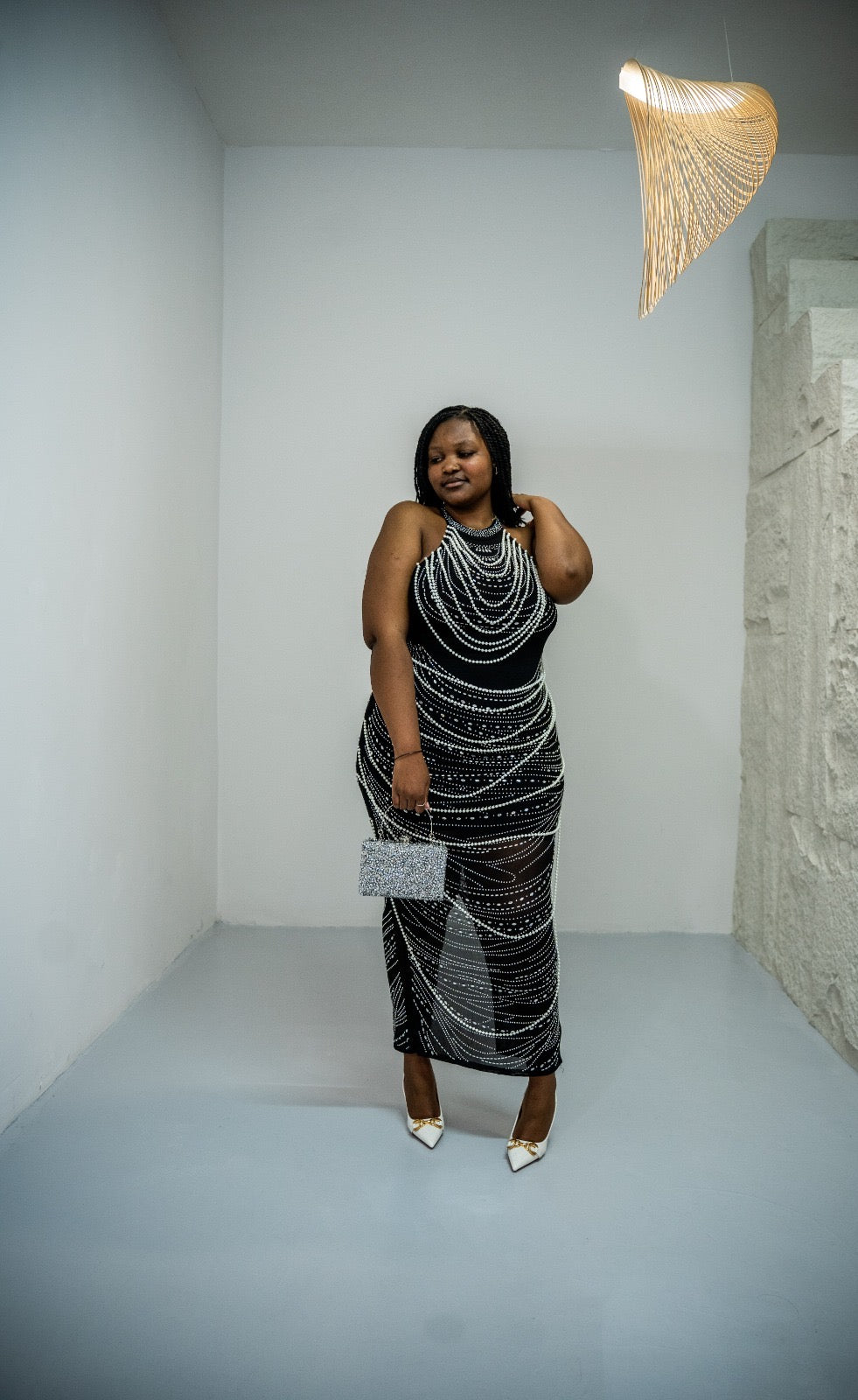 Halter Black and Pearls dress