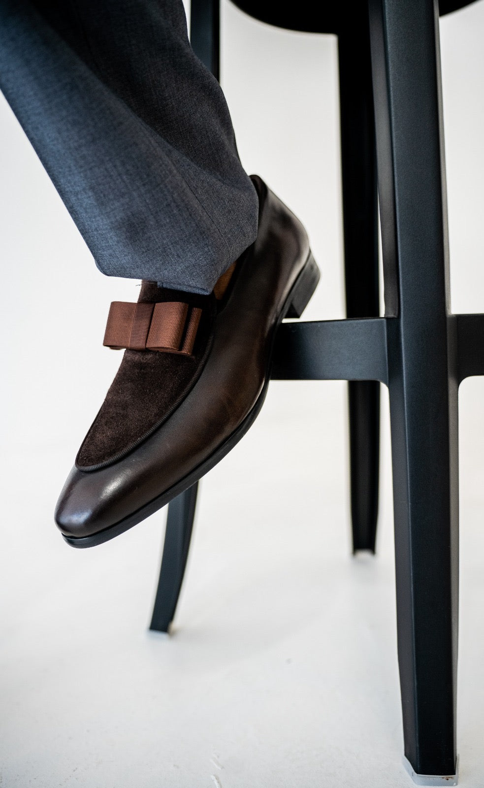 Brown suede and leather