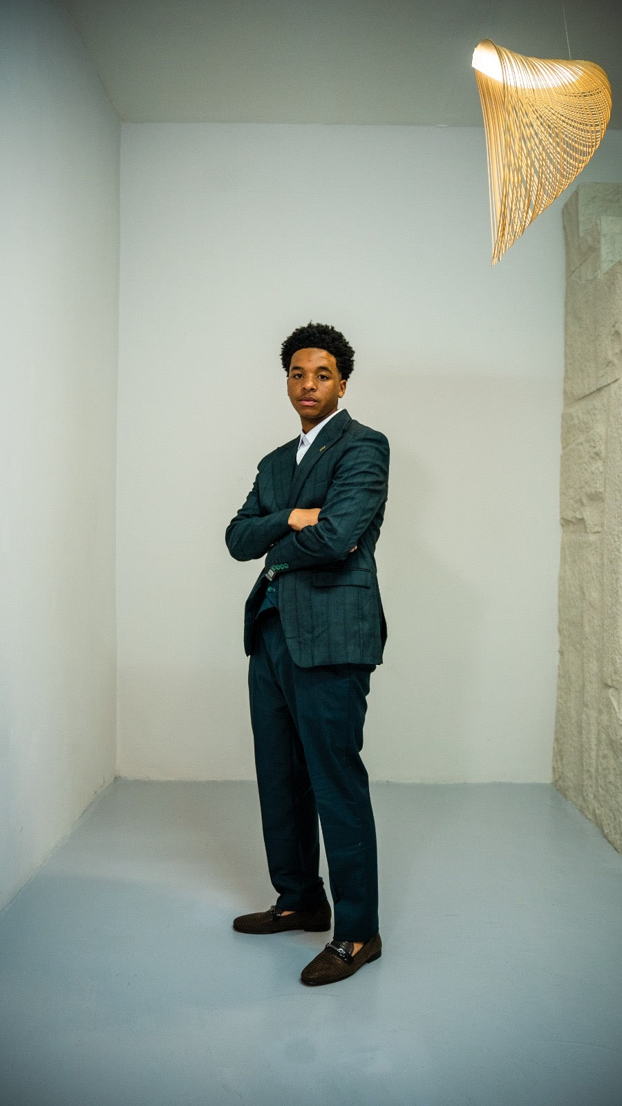 Checked emerald green suit