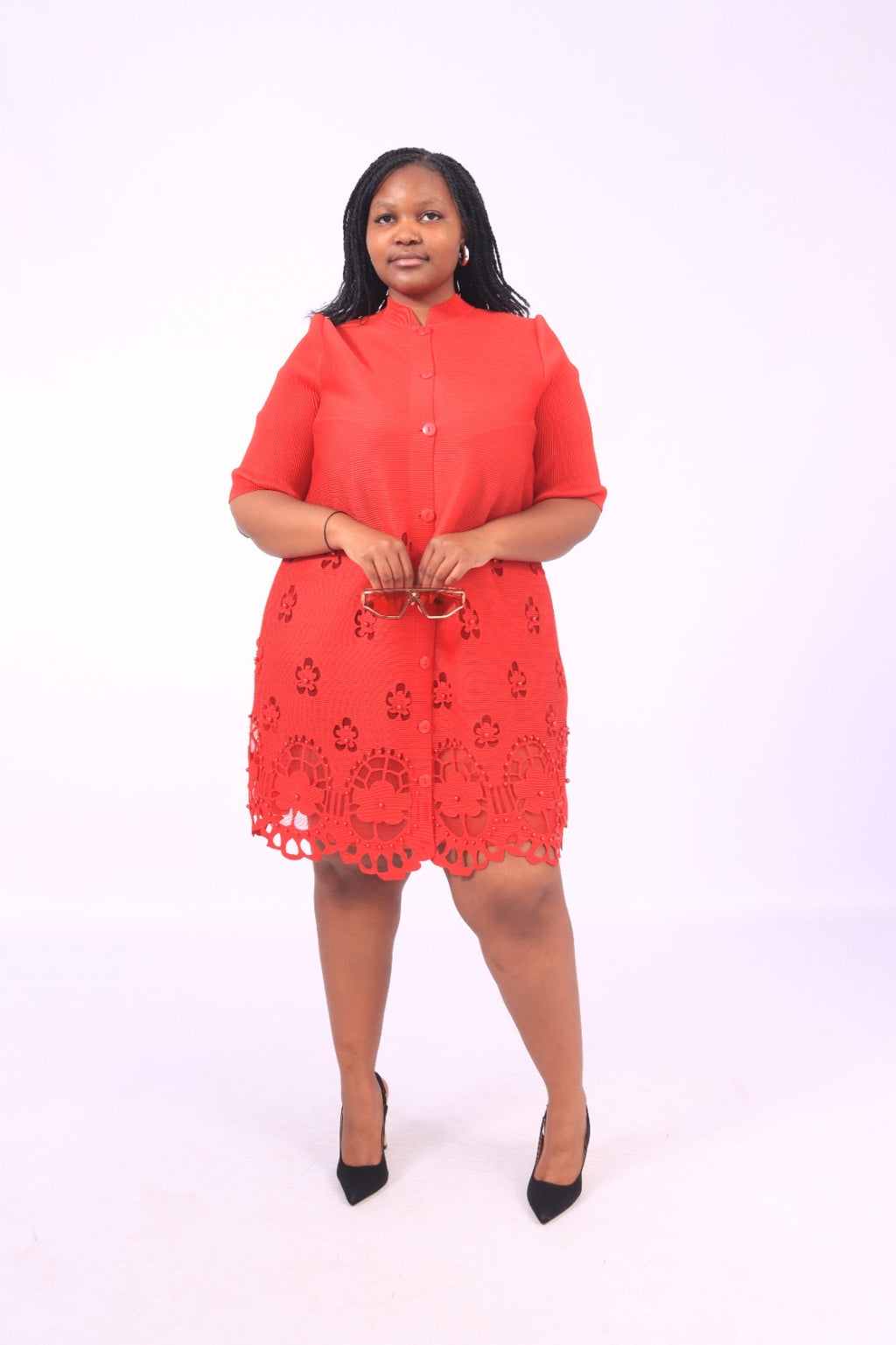 Red stretch short dress