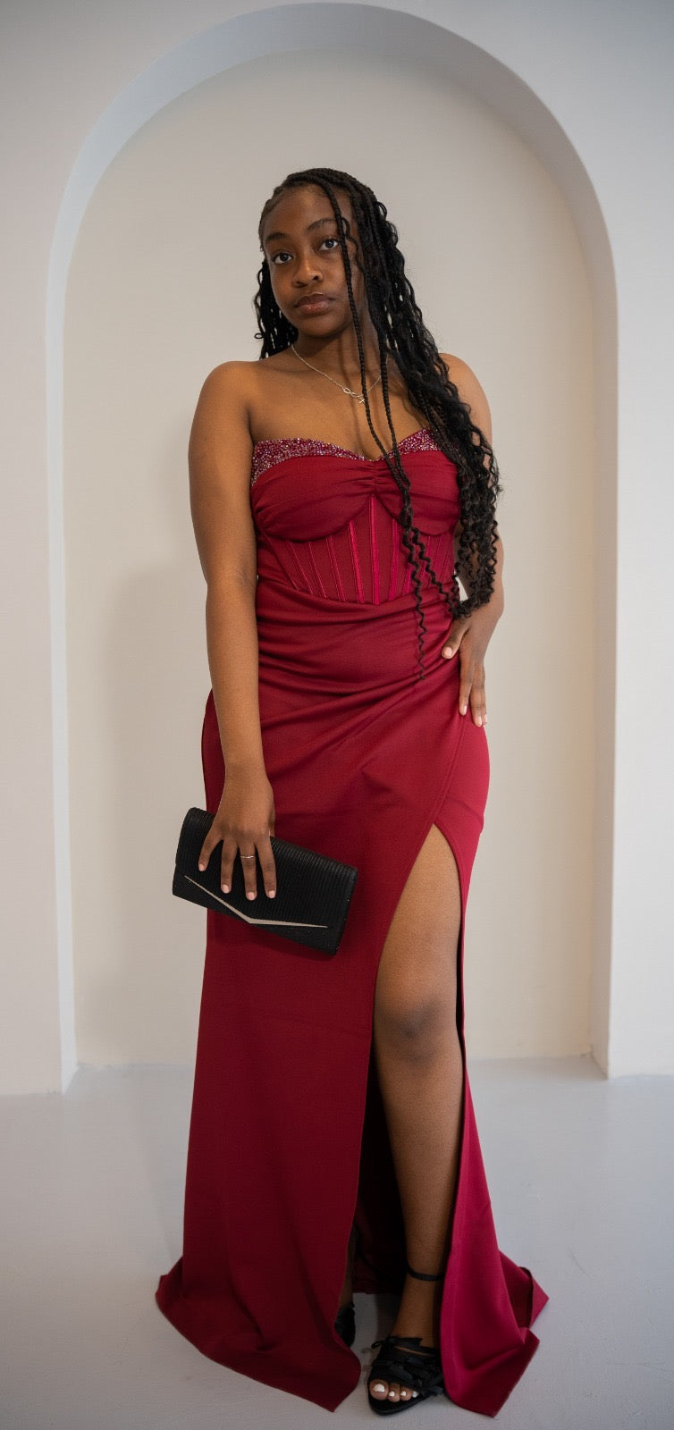 Burgundy corset dress