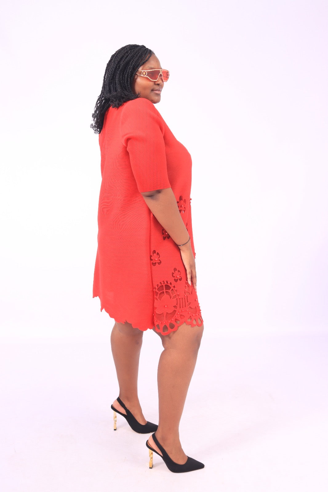 Red stretch short dress