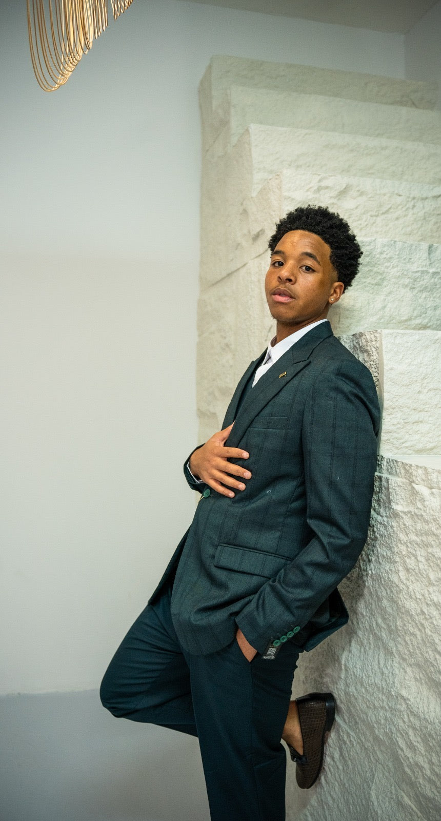 Checked emerald green suit