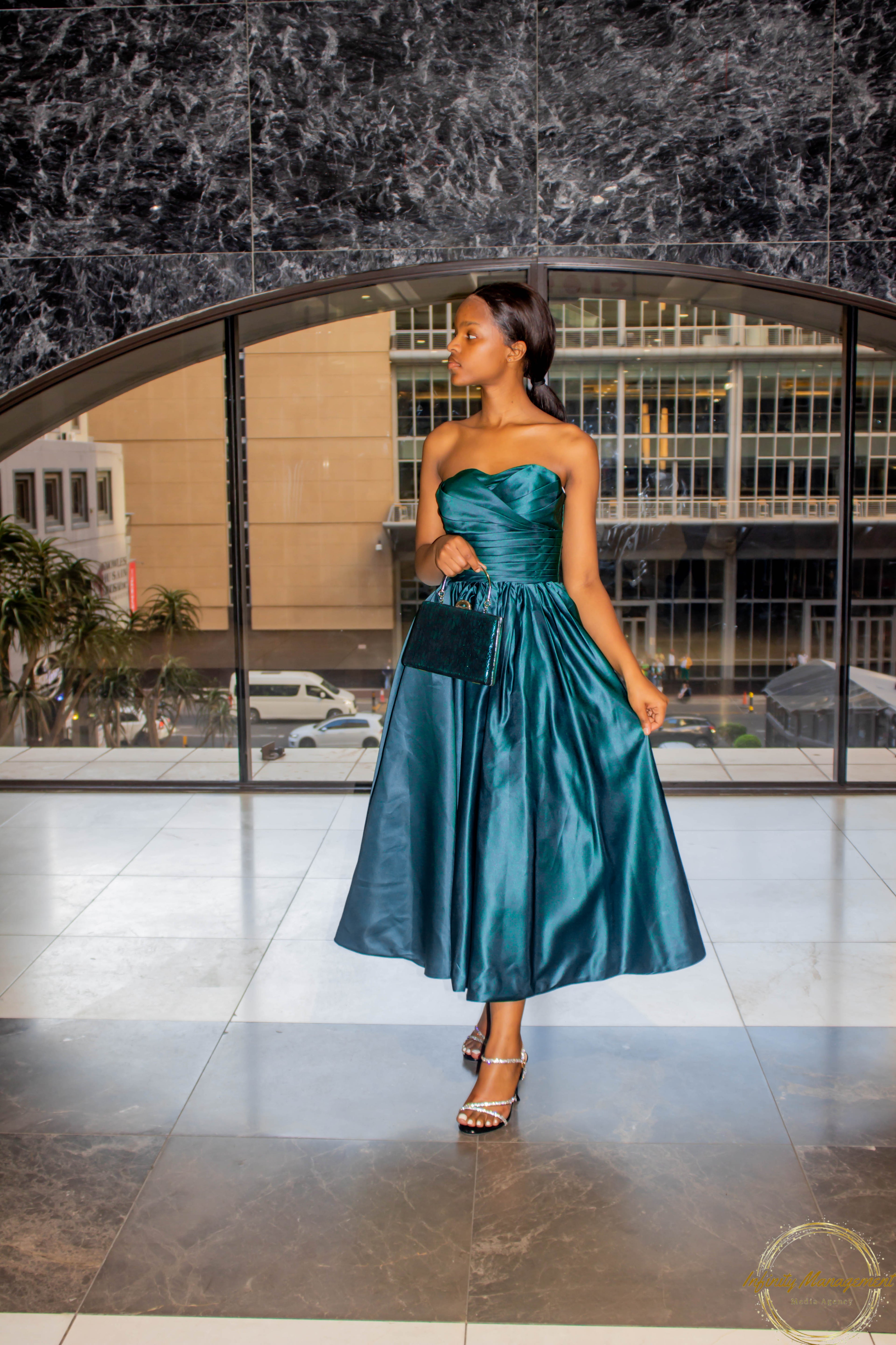 Satin Teal Occasional Dress