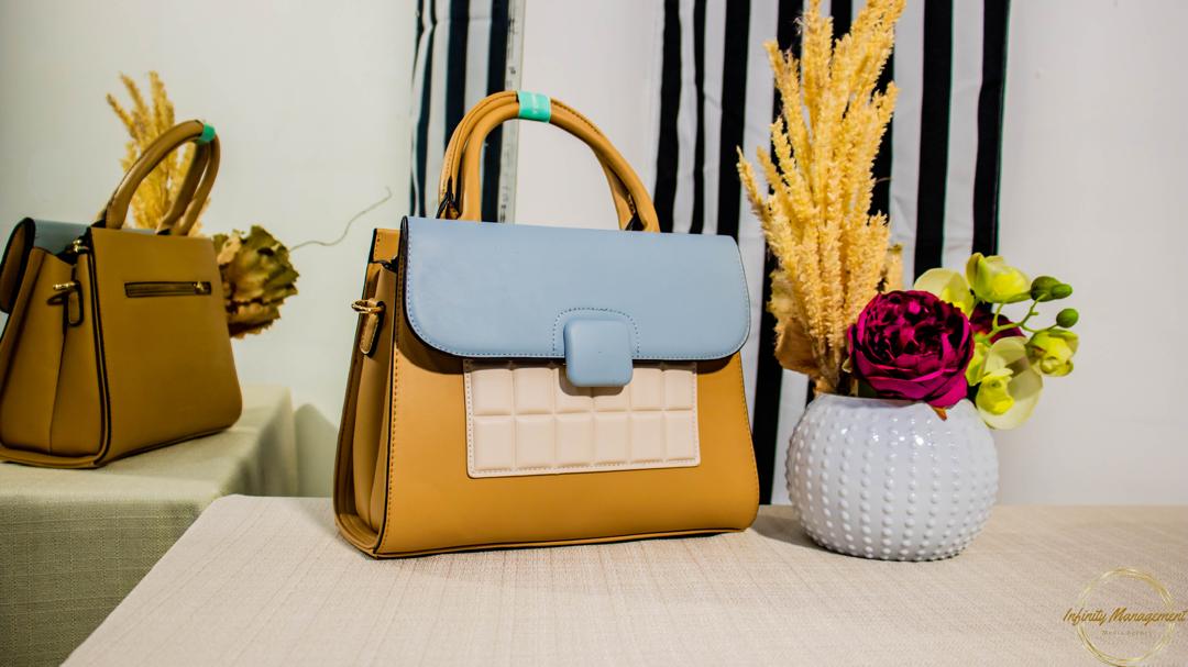 Beige and Blue Handbag