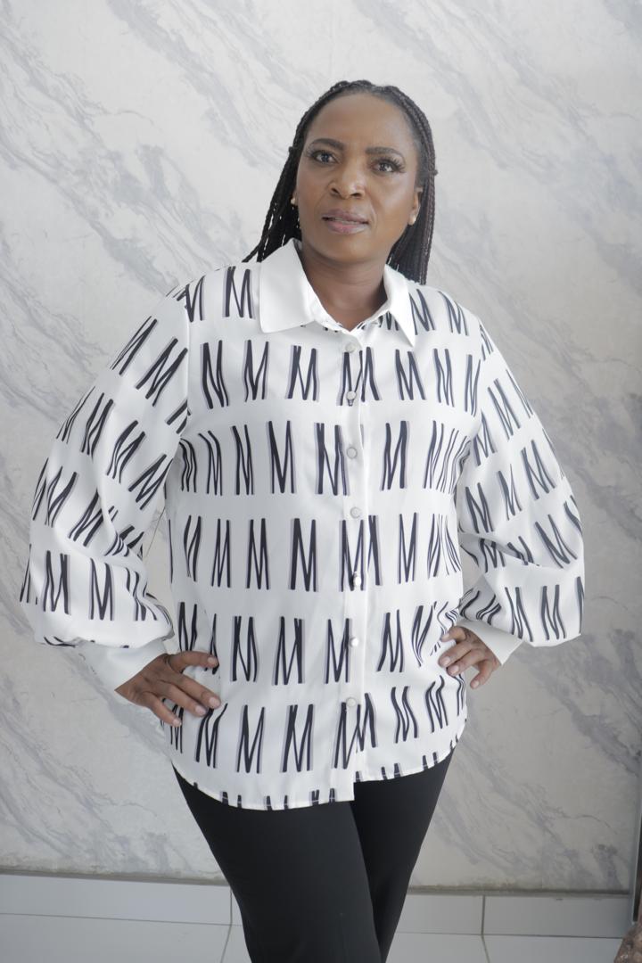 Striped white couture Top