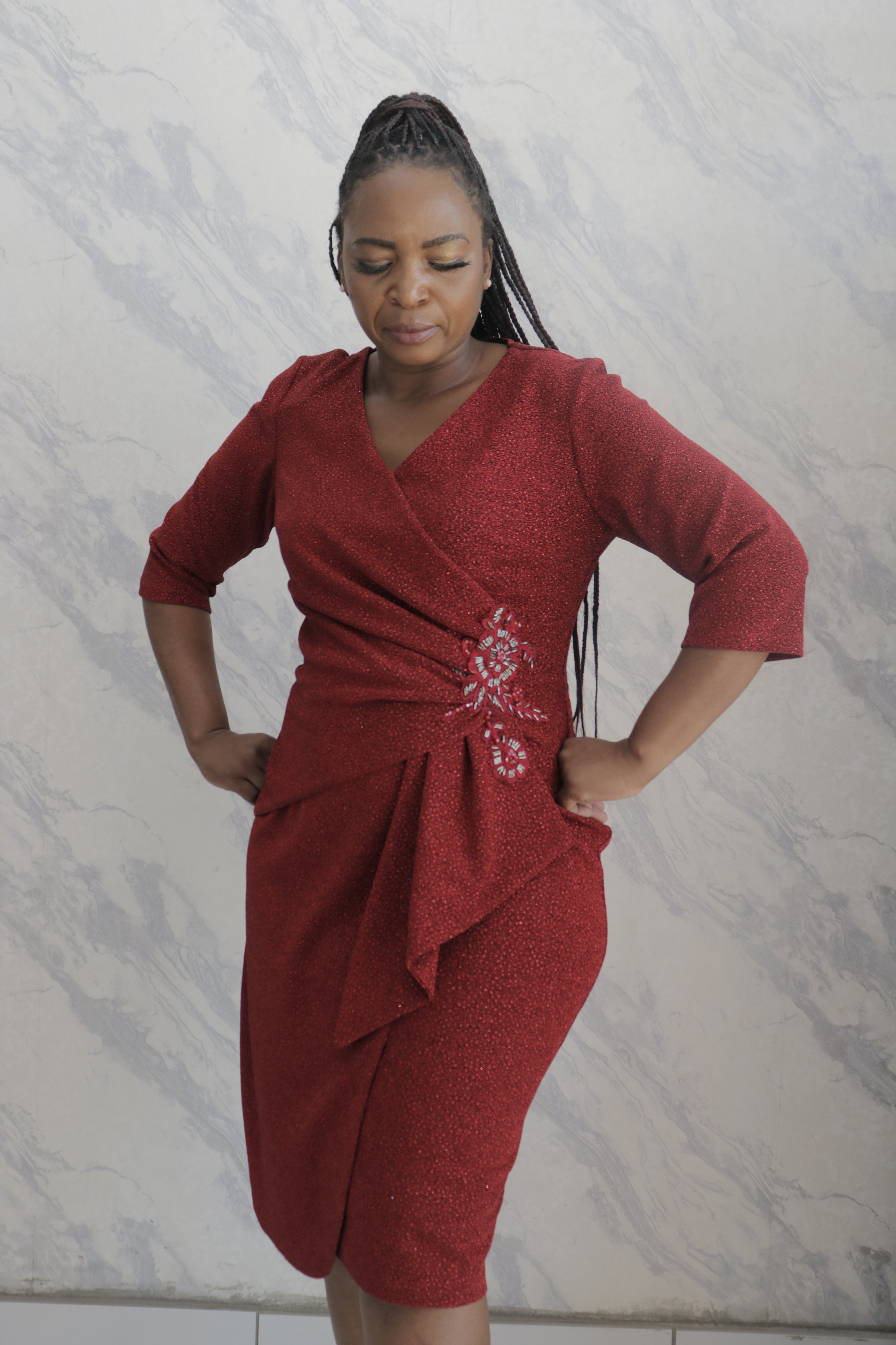 Maroon Ladies Occasional Dress